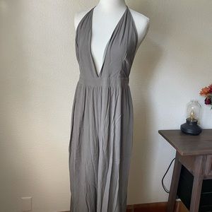 olive green jumpsuit halter neck